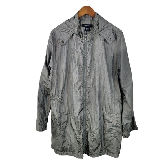 Calvin Klein Windbreaker Jacket Plus 0X 14W Rain coat Hooded Green Lightweight - Picture 1 of 5